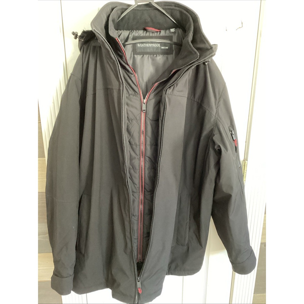 Weatherproof Brand MENS‎ Black Coat XXL black Vest Lining And Hood
